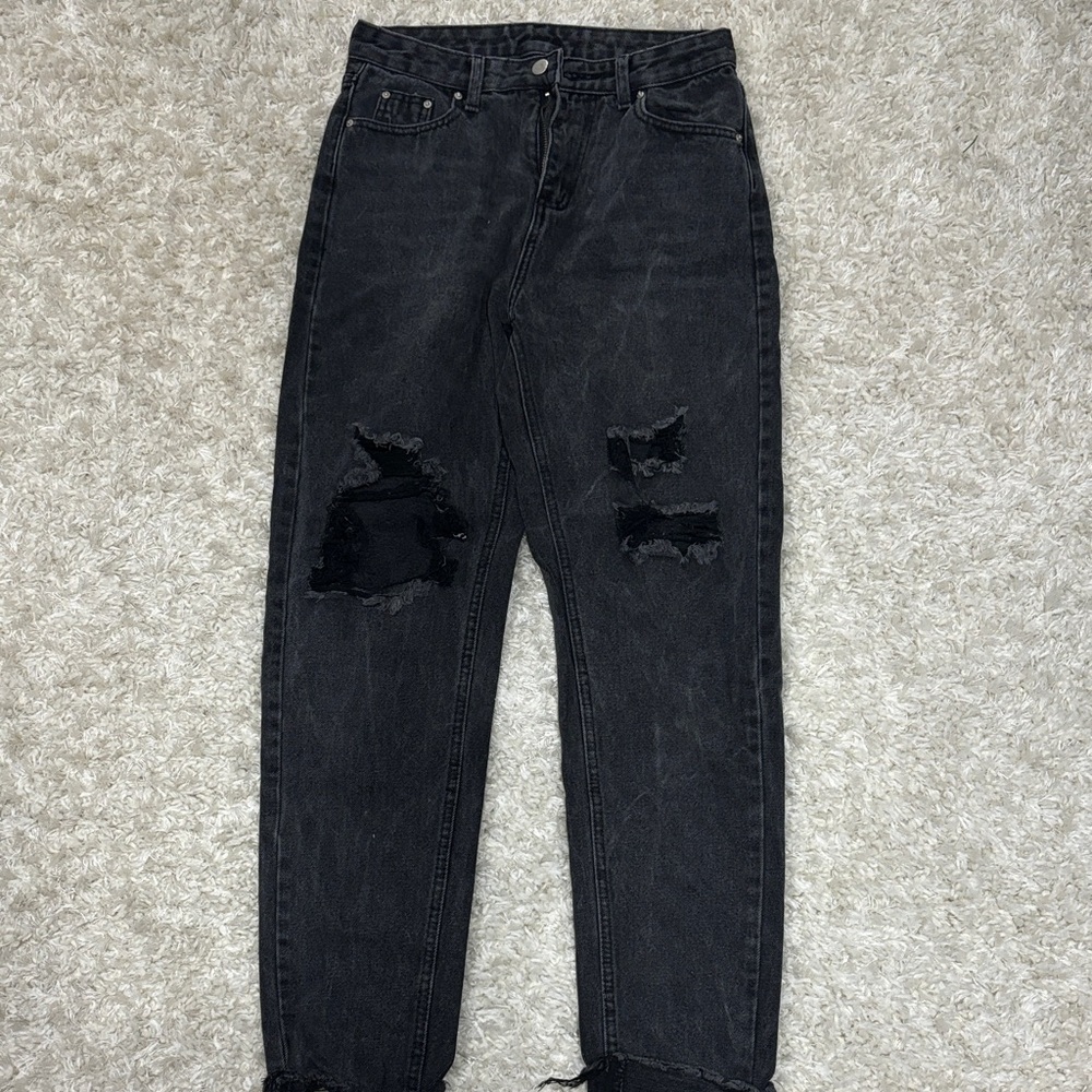 SHEIN Distressed Charcoal Gray Jeans